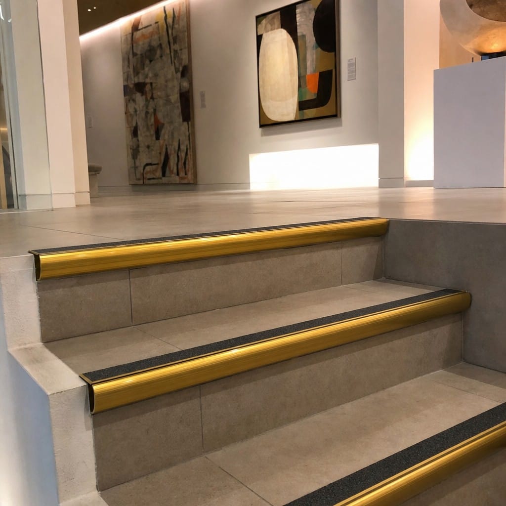 Customer photo review of MorGrip Bullnose Stair Nosing Aluminium Single Channel