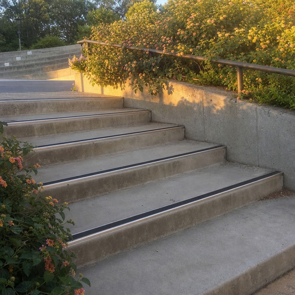 Customer photo review of Brushed Stainless Steel Anti-Slip Stair Nosing R10 R11 | Tiled & Stone Stairs | 30mm & 55mm