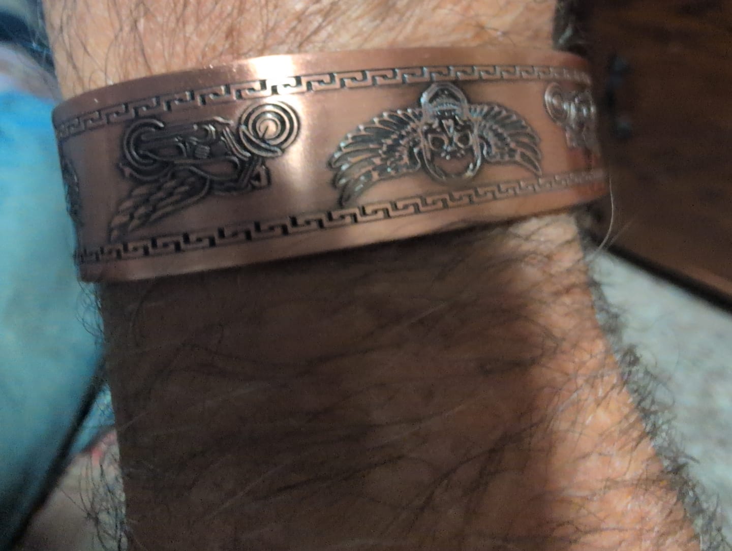 Customer photo review of Willis Judd Mens Copper Bangle Biker Bracelet