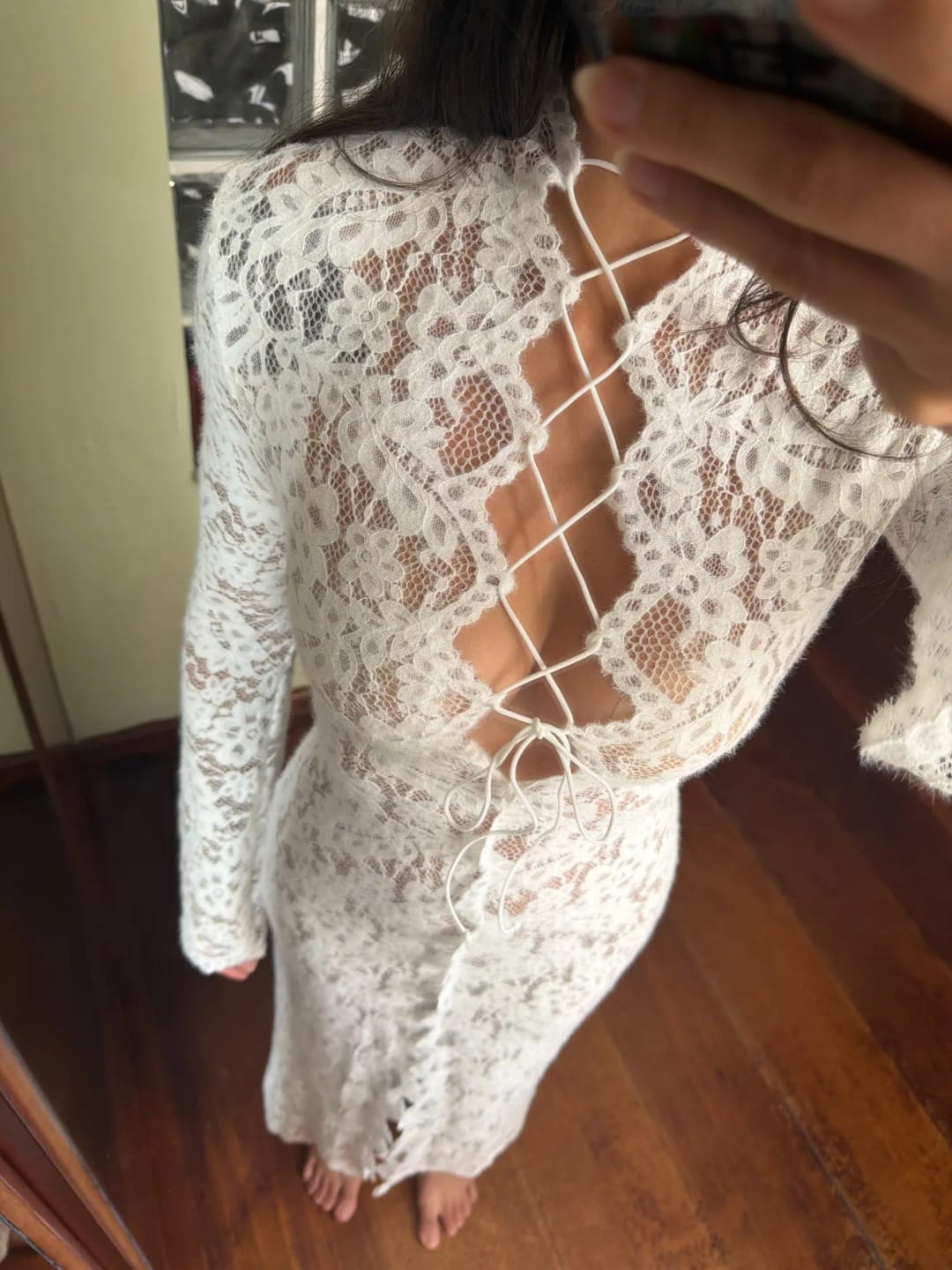 Customer photo review of Rachel French Lace Tie Dress