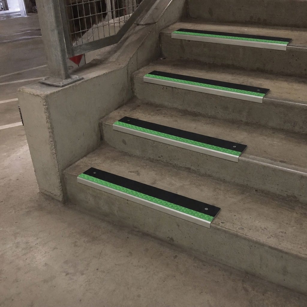 Customer photo review of Aluminium Stair Nosing 66x32mm Ramped Anti Slip Glow Edge
