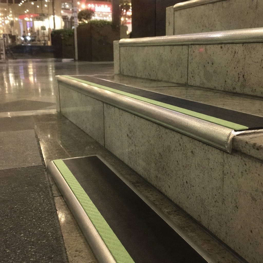 Customer photo review of Aluminium Stair Nosing 87x40mm Bullnose, Photoluminescent Anti-Slip