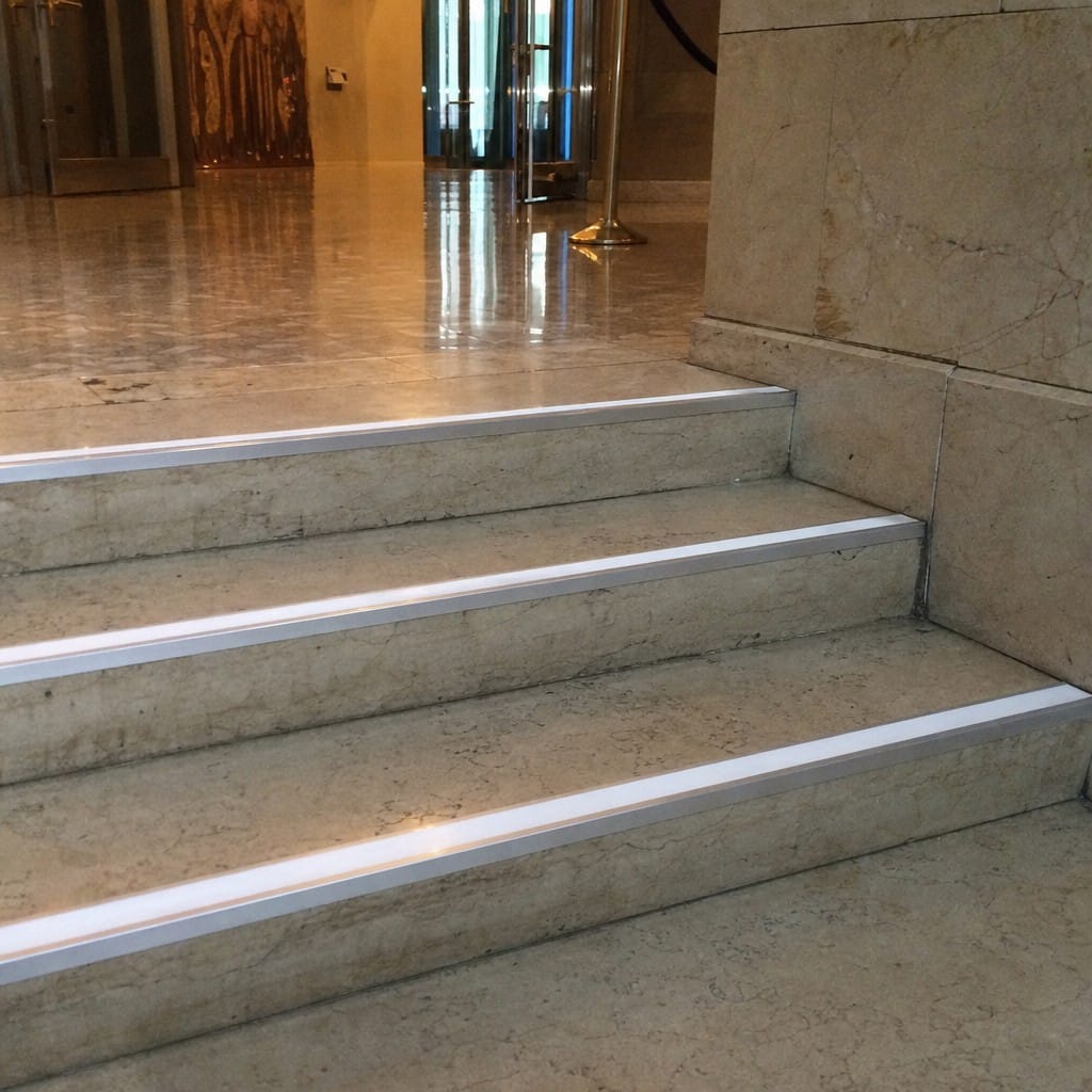 Customer photo review of Square Aluminium Stair Nosing 3.22m 50mm Riser Anti Slip