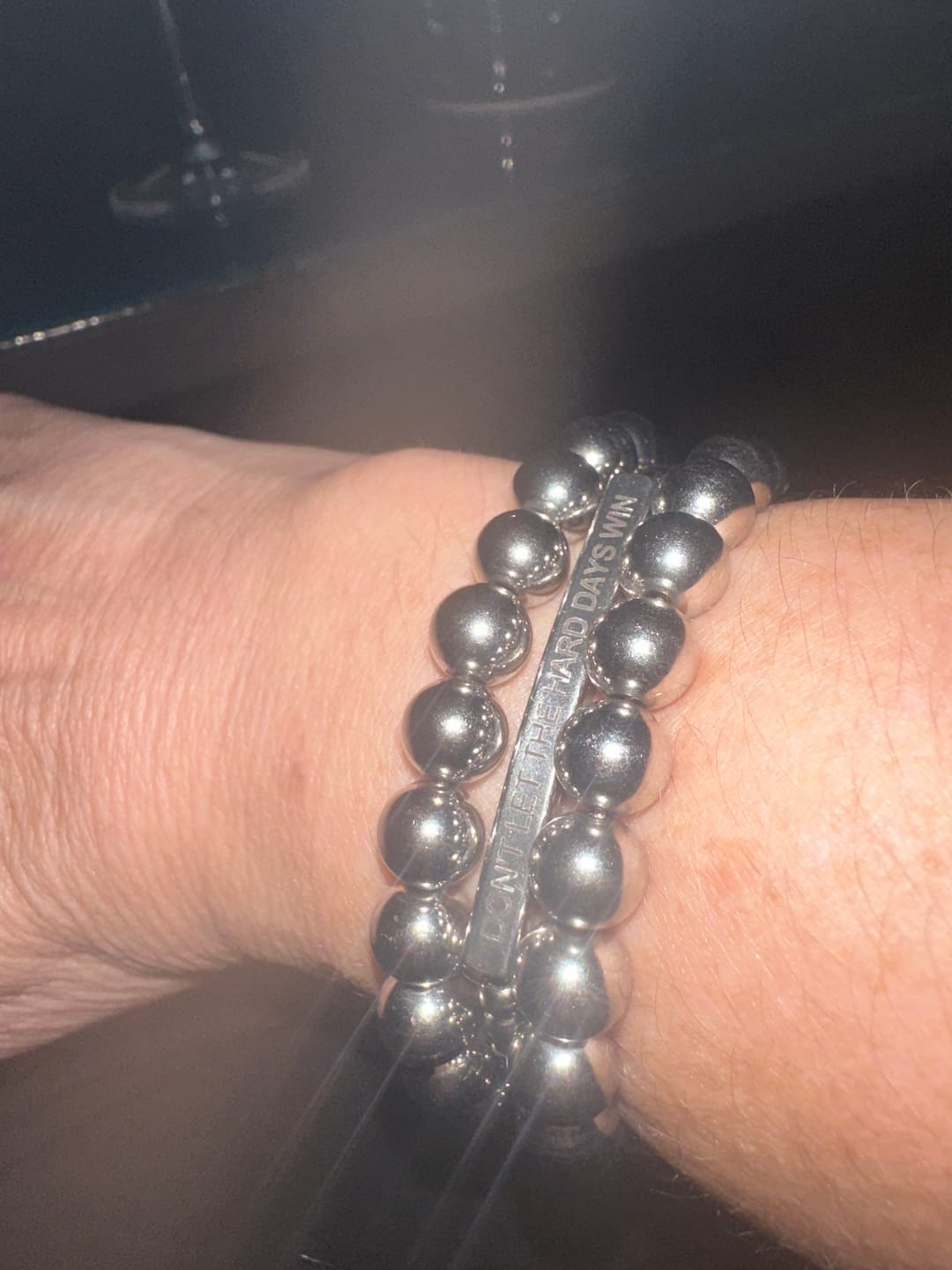 Customer photo review of Nakia Stainless Steel Beaded Bracelet