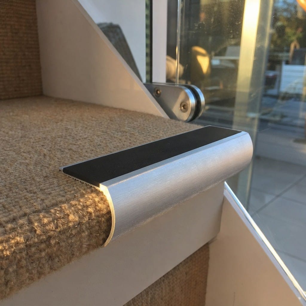 Customer photo review of Bullnose Aluminium Stair Nosing 2.75m Single Insert 39mm