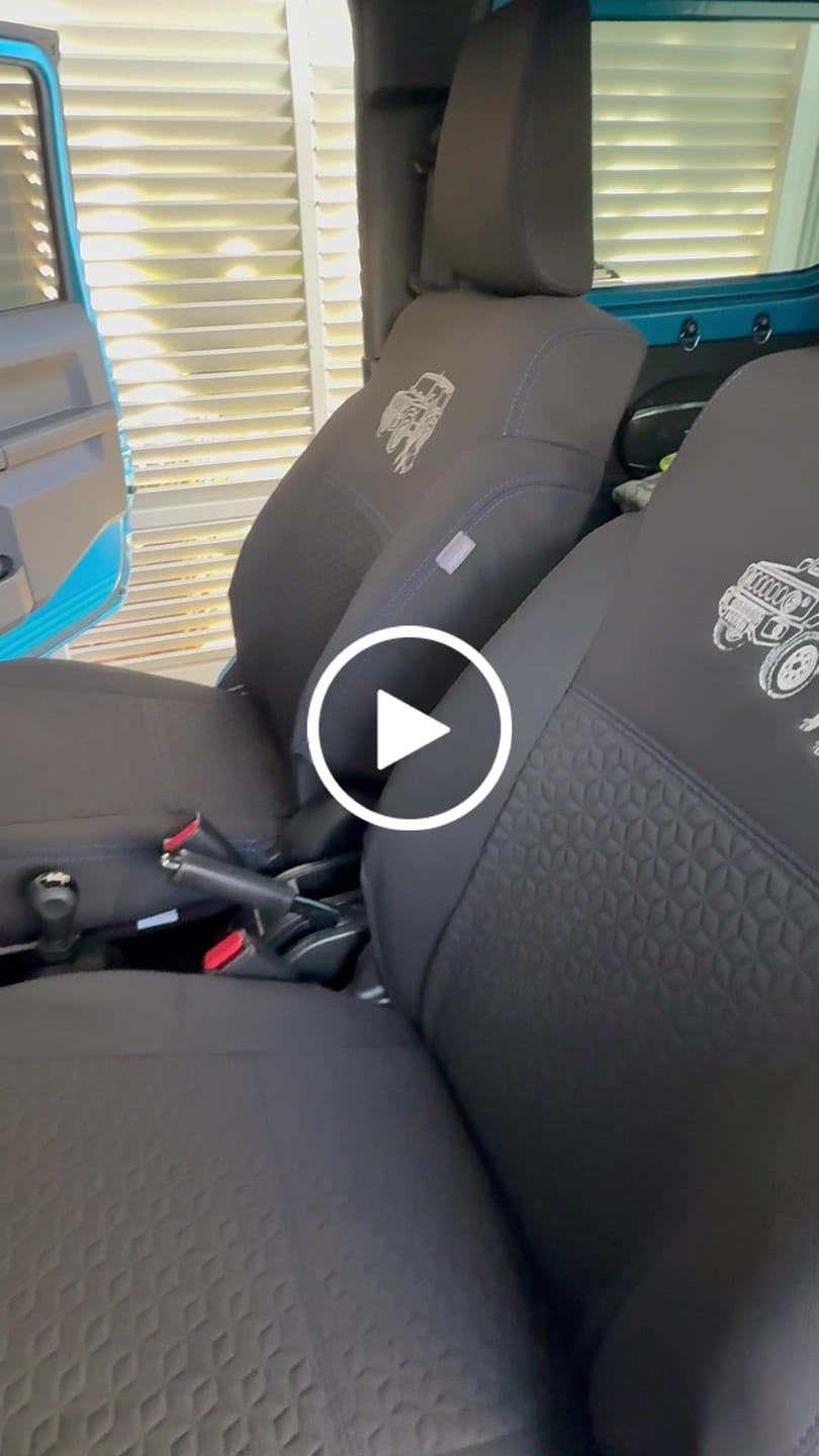 Customer video review of Suzuki Jimny - 4th Gen GJ - GP6 Premium Neoprene 2x Front Seat Covers (Made to Order)