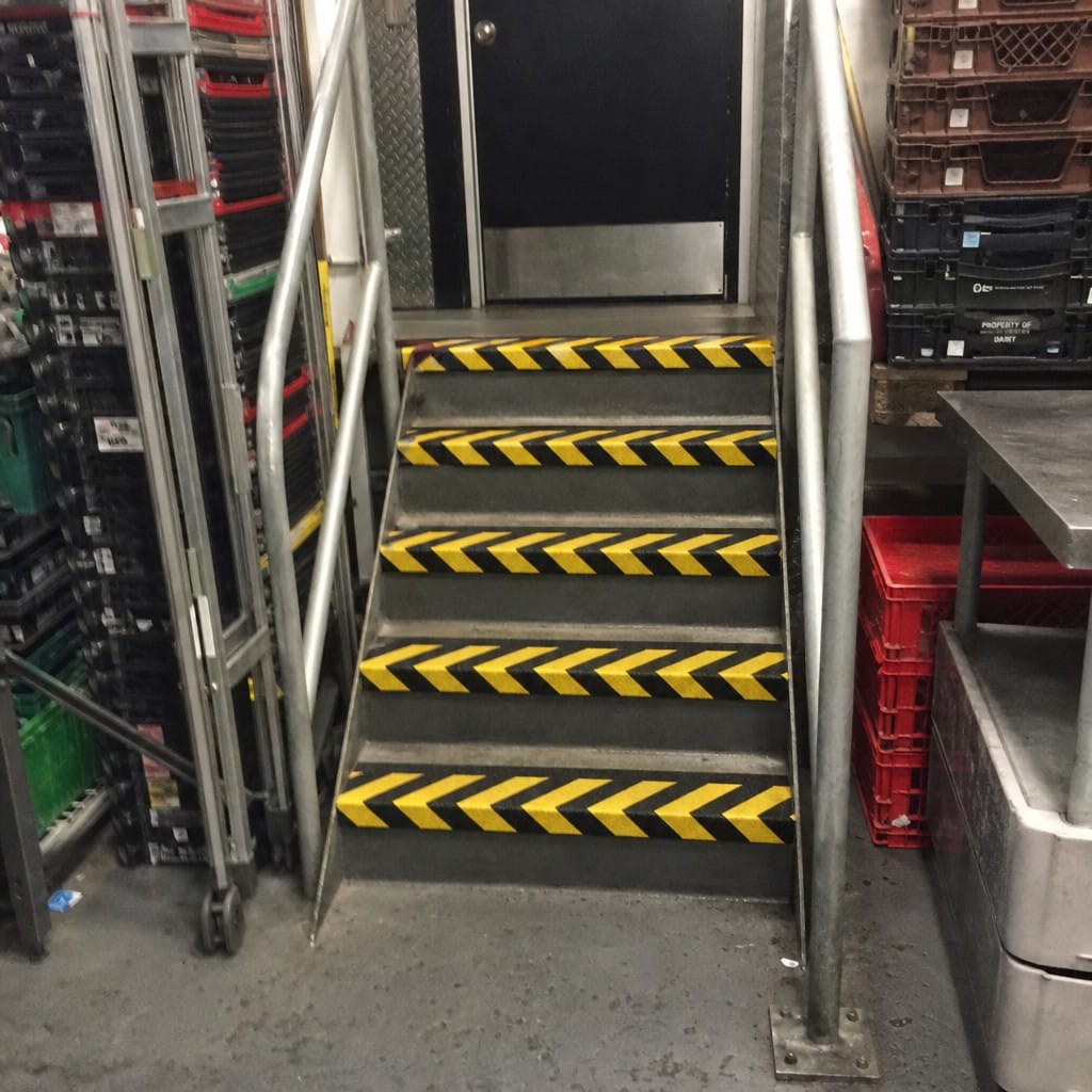 Customer photo review of GRP Anti-Slip Stair Tread Covers 4mm Heavy Duty | Black/Yellow Hazard | DDA | 7 Lengths