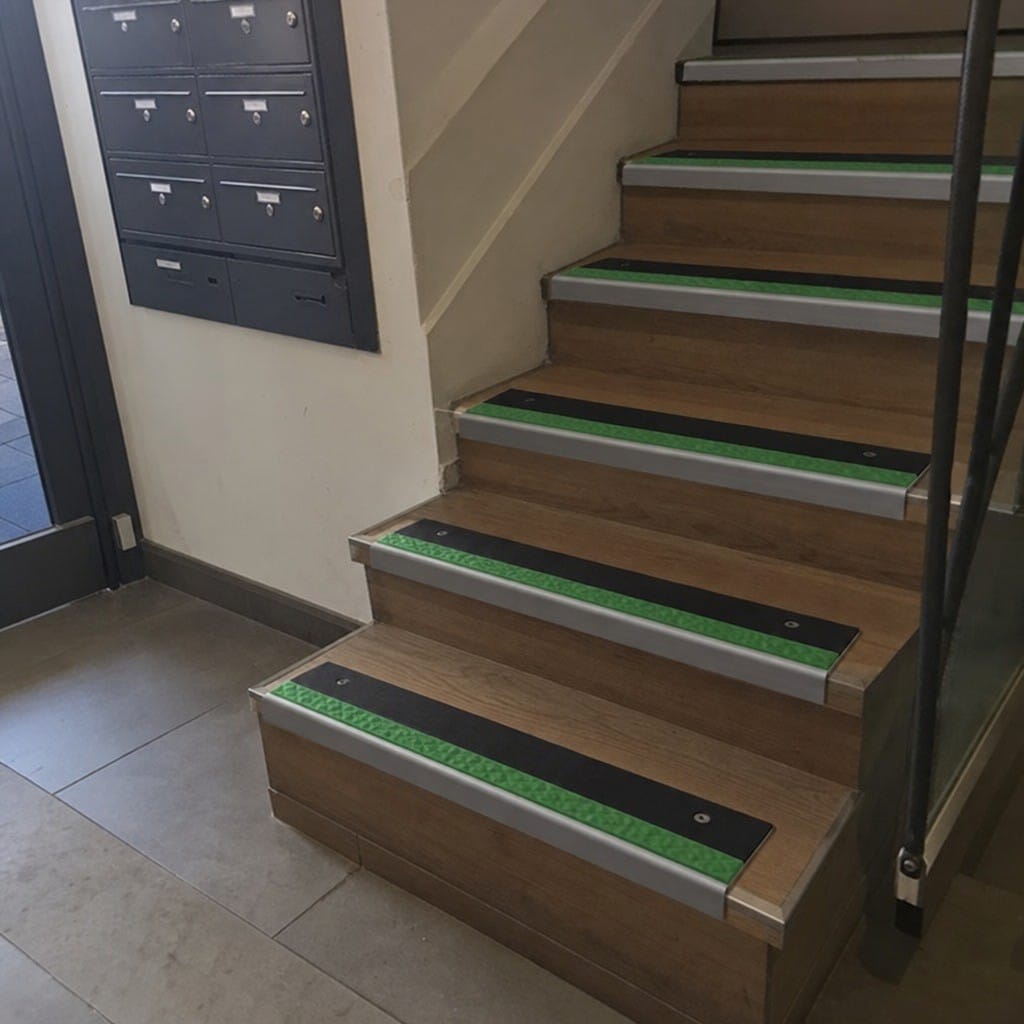 Customer photo review of Aluminium Stair Nosing 66x32mm Ramped Anti Slip Glow Edge