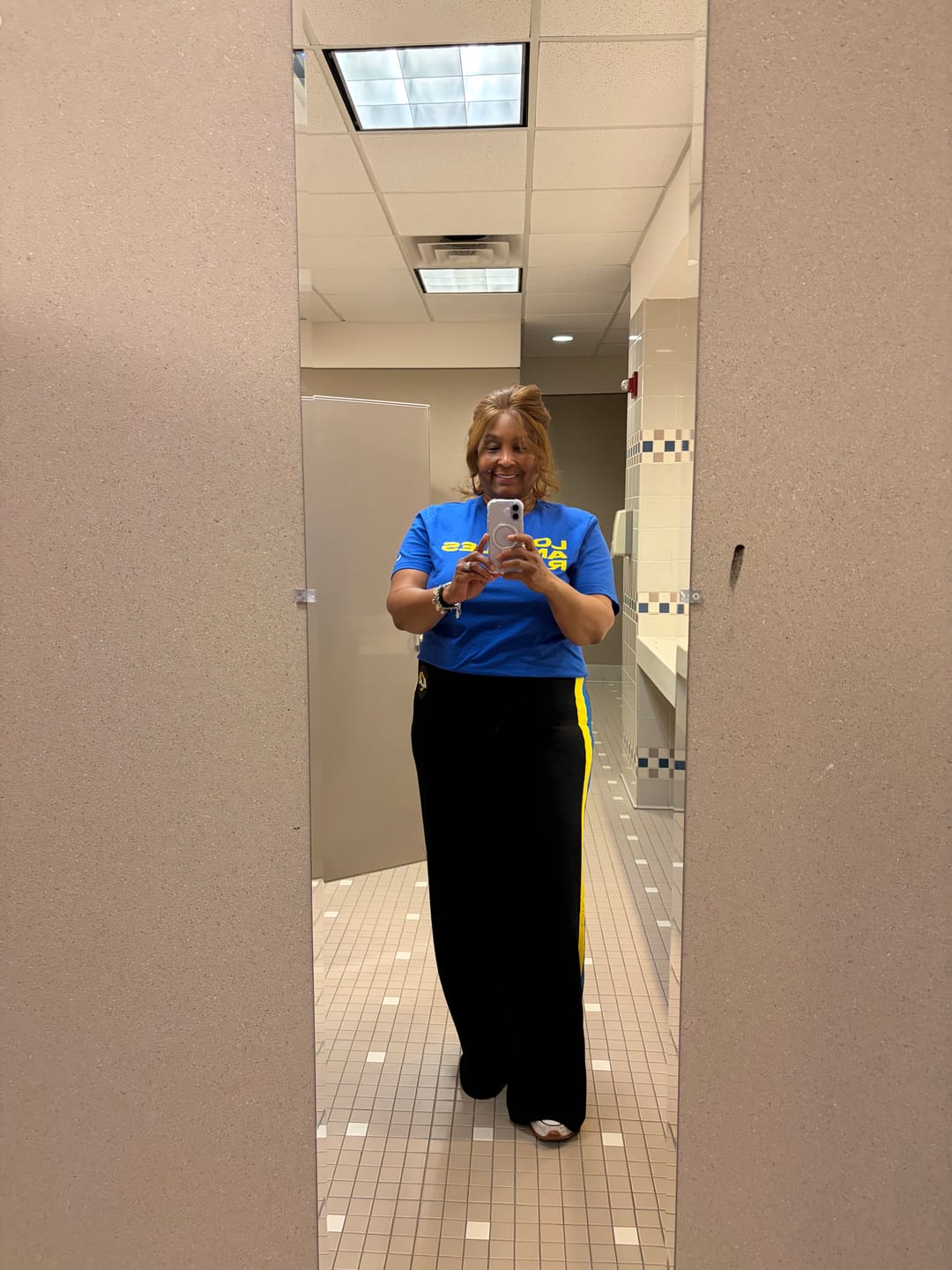 Customer photo review of Los Angeles Rams Striped Wide Leg Pant