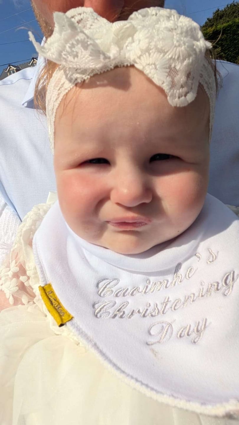 Customer photo review of Name Christening Day organic cotton Christening bib