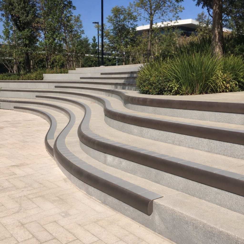 Customer photo review of Bullnose Stair Nosing 2.75m Aluminium 53mm Double Insert
