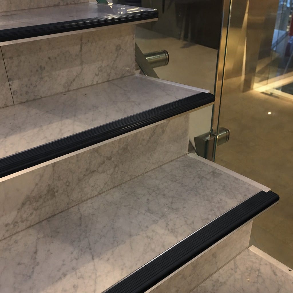 Customer photo review of Aluminium Tile-In Stair Nosing R9 | 52mm Wide Tread | Replaceable Insert | 5 Colours