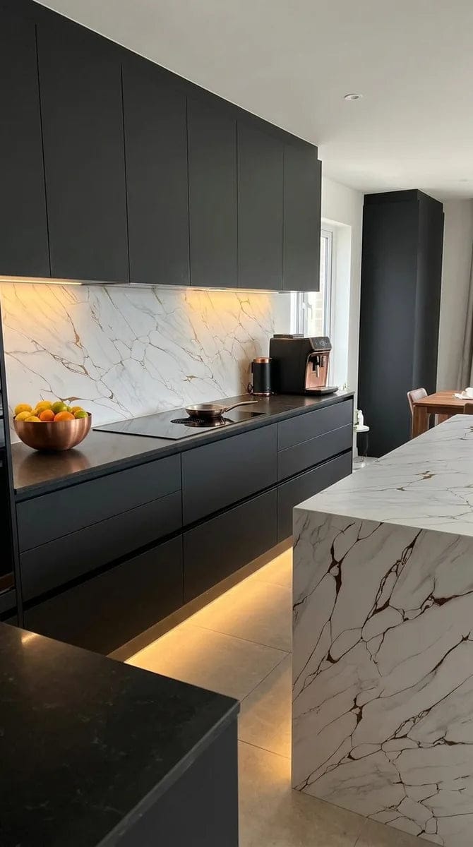 Customer photo review of Panneau PVC - Effet Marbre Blanc Gris - 250 x 120 cm – 100% Imperméable - 15 ans Garantie