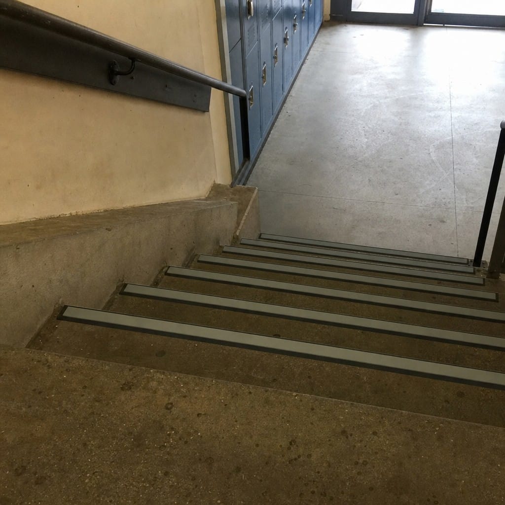 Customer photo review of Square Aluminium Stair Nosing 2.44m 50mm Riser PVC Insert
