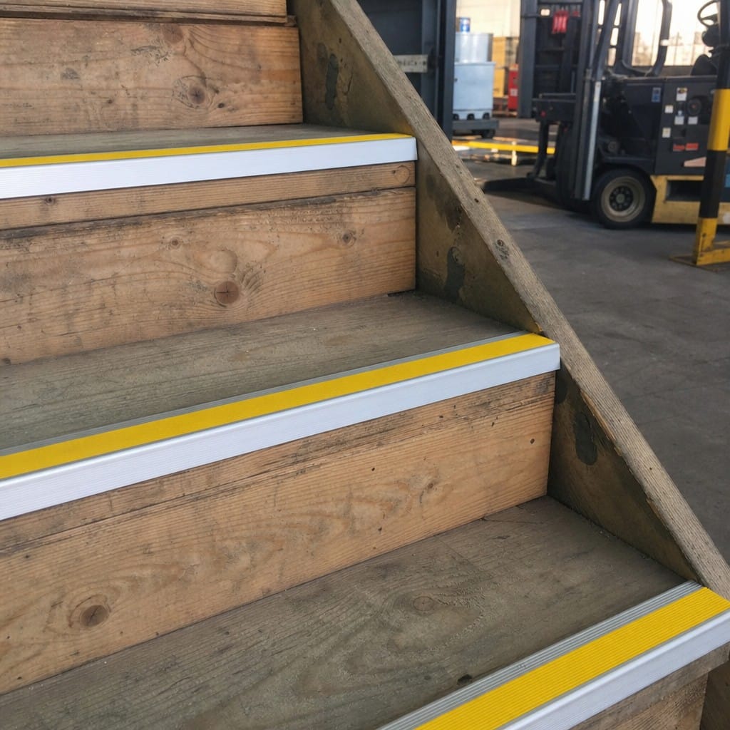 Customer photo review of Aluminium Stair Nosing 60x32mm Heavy Duty Rakeback, 11 Colours