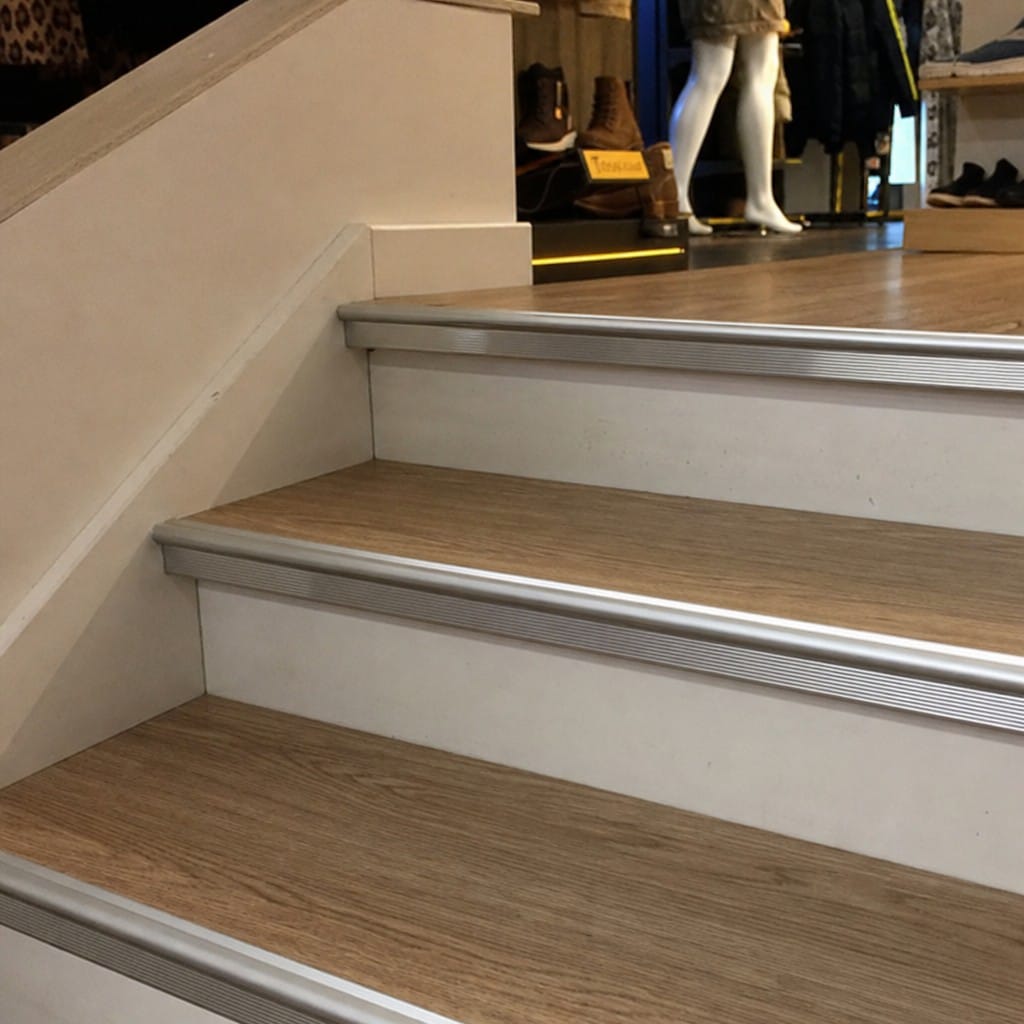 Customer photo review of Aluminium Stair Nosing 19.5 x 3mm Rounded Edge Trim for 3mm LVT