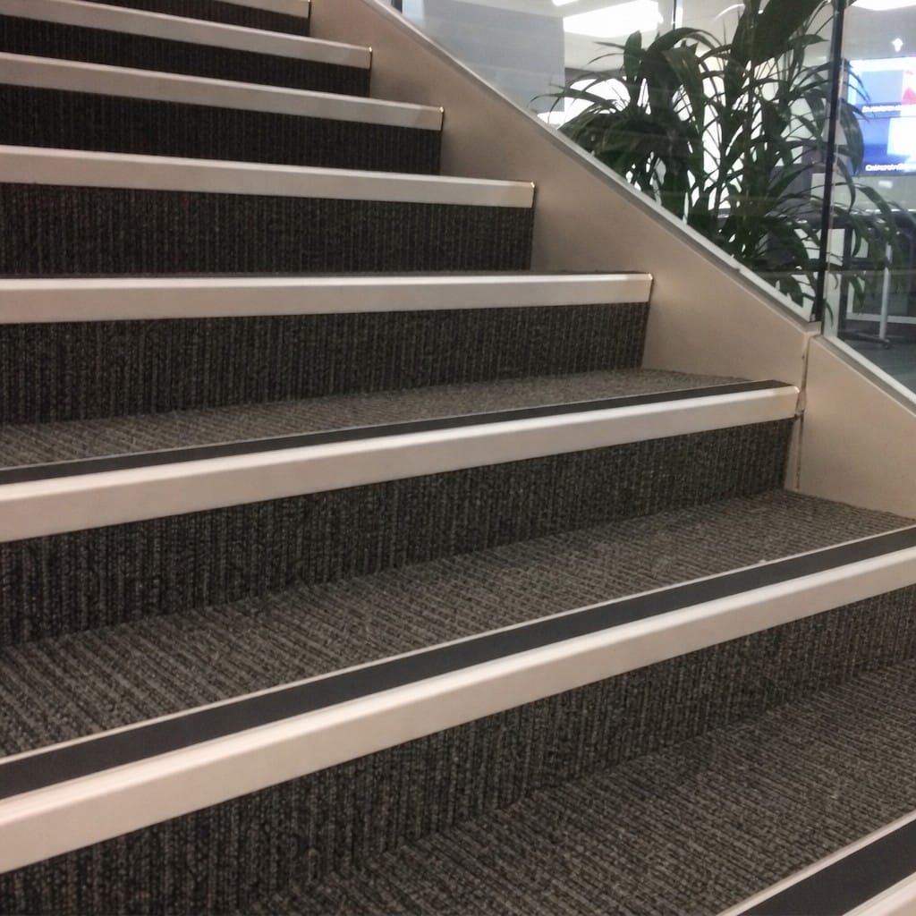 Customer photo review of Aluminium Stair Nosing 60x55mm Heavy Duty Rakeback PVC Insert
