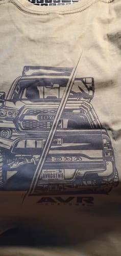 Customer photo review of Tacoma Split T Shirt- Army Green