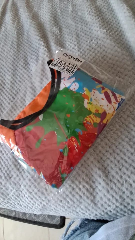 Customer photo review of Tablier de Peinture Enfant Motif Empreintes