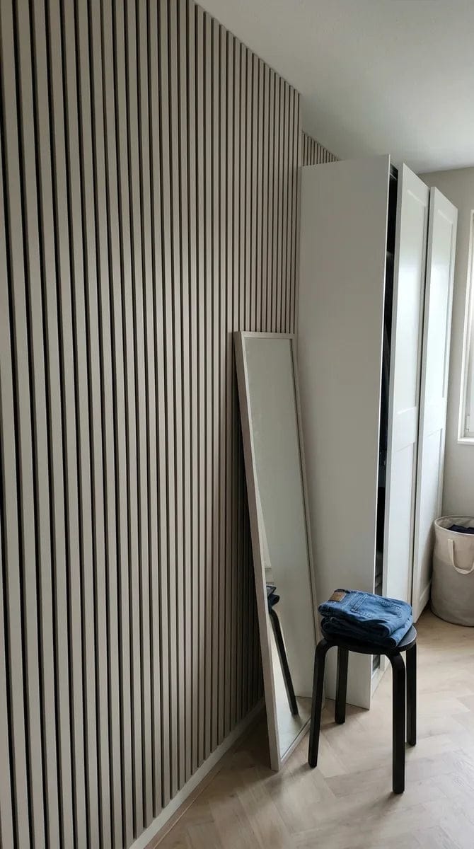 Customer photo review of Panneaux Acoustiques Gris Cuir – 240x60 – 11 mm – Lot de 4