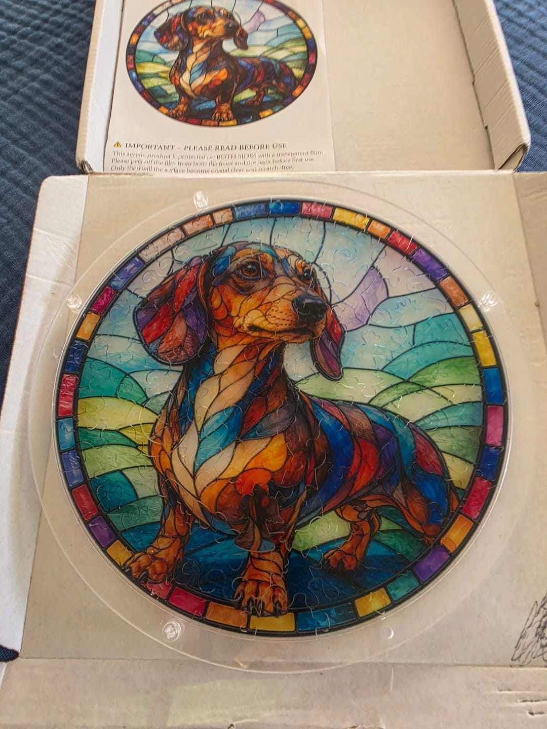 Customer photo review of Acrylic Jigsaw Puzzle Suncatcher - Dachshund