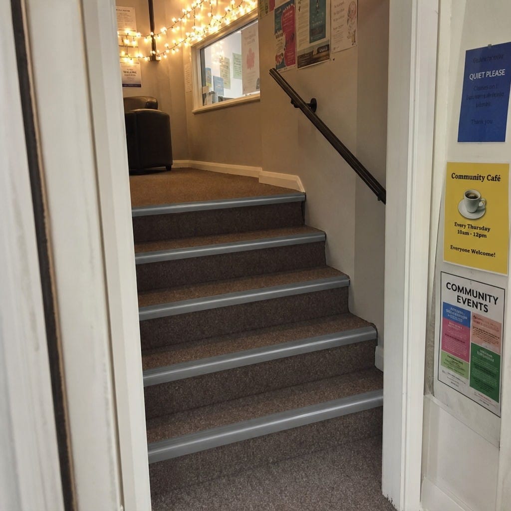 Customer photo review of PVC Stair Nosing 50x30mm Slip Resistant Rakeback Indoor, 2.75m Length