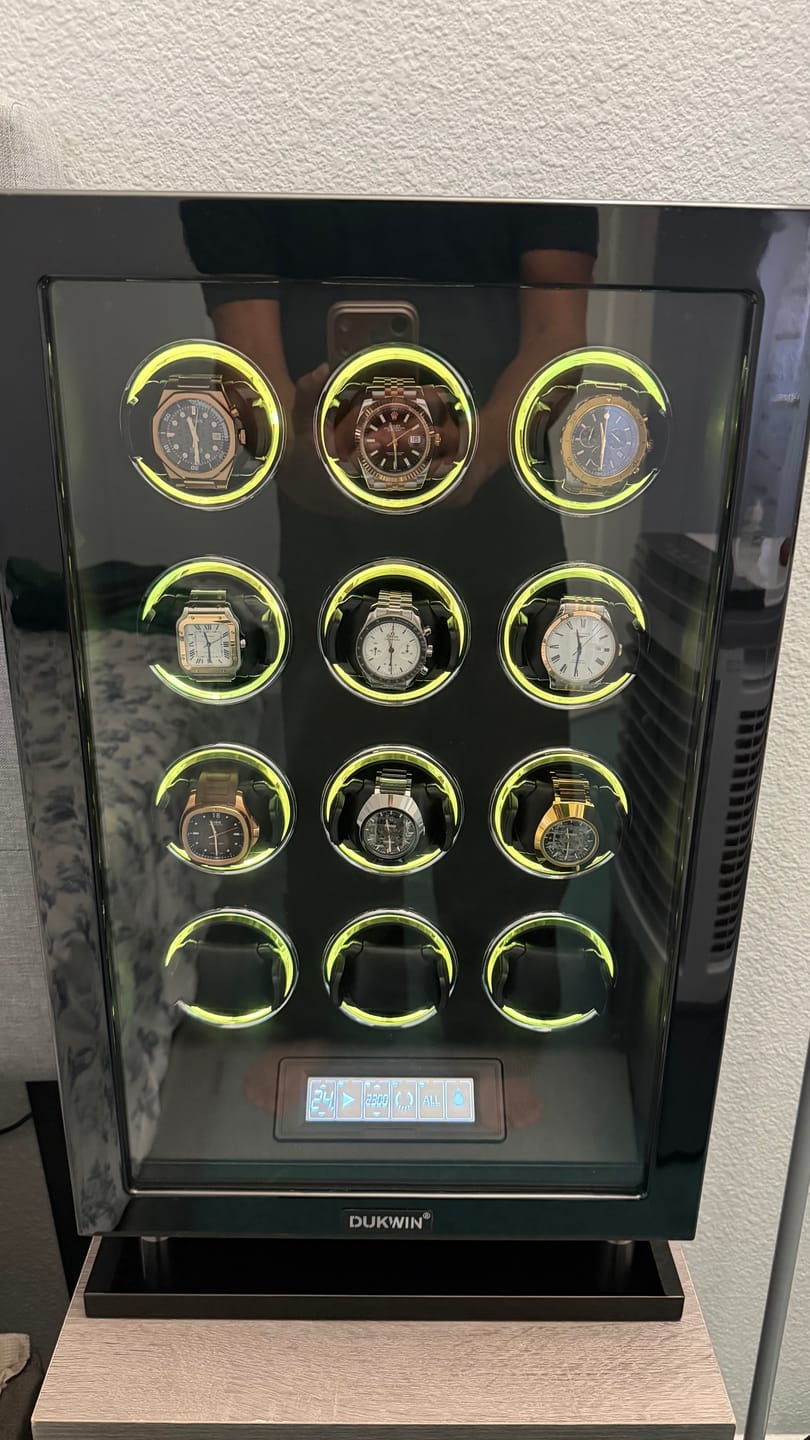 Customer photo review of Special Edition - 12 Watch Winder with Fingerprint Unlock RGB Light LCD Touchscreen Remote  Large Watch Box