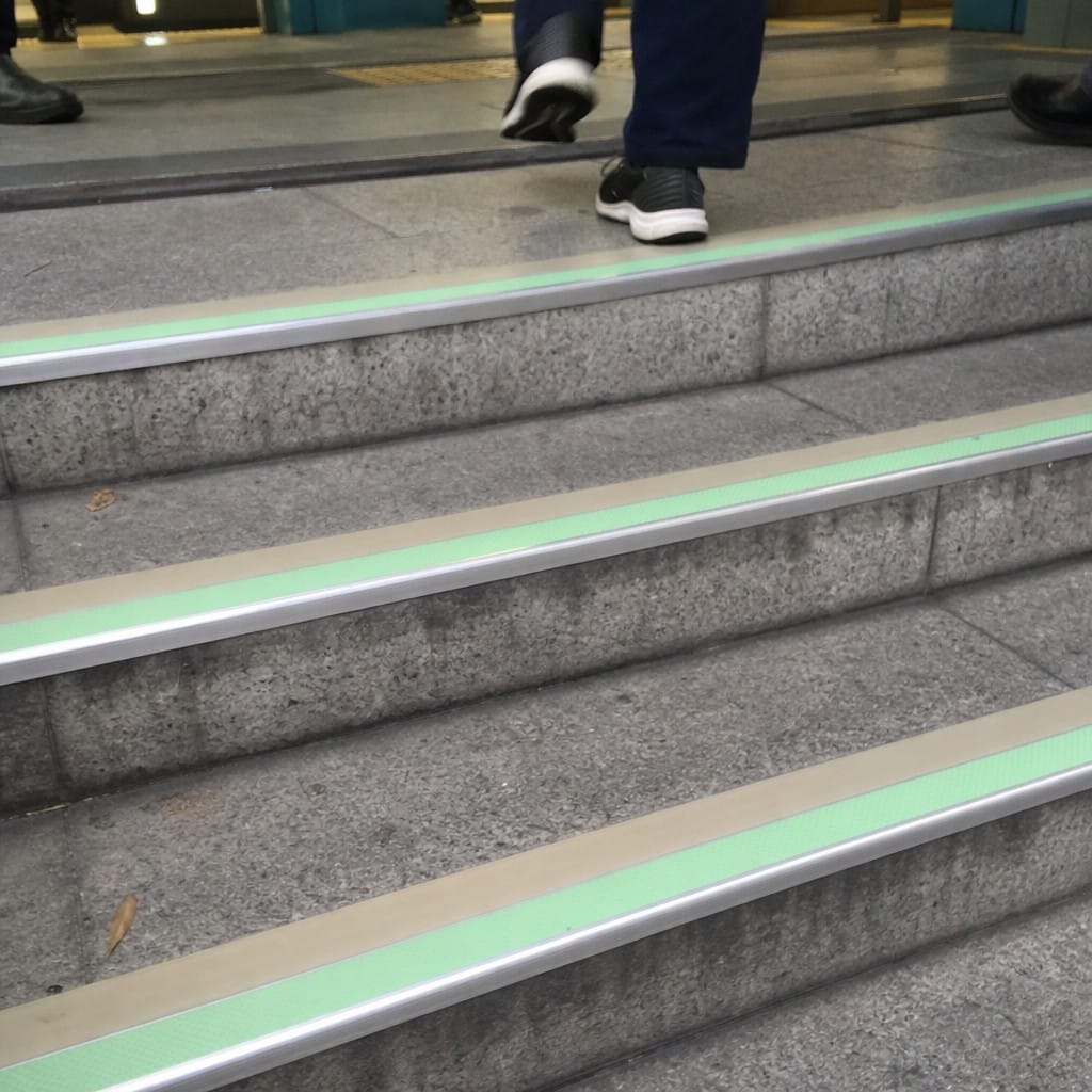 Customer photo review of Aluminium Stair Nosing 56x55mm with Photoluminescent Strip & PVC Insert