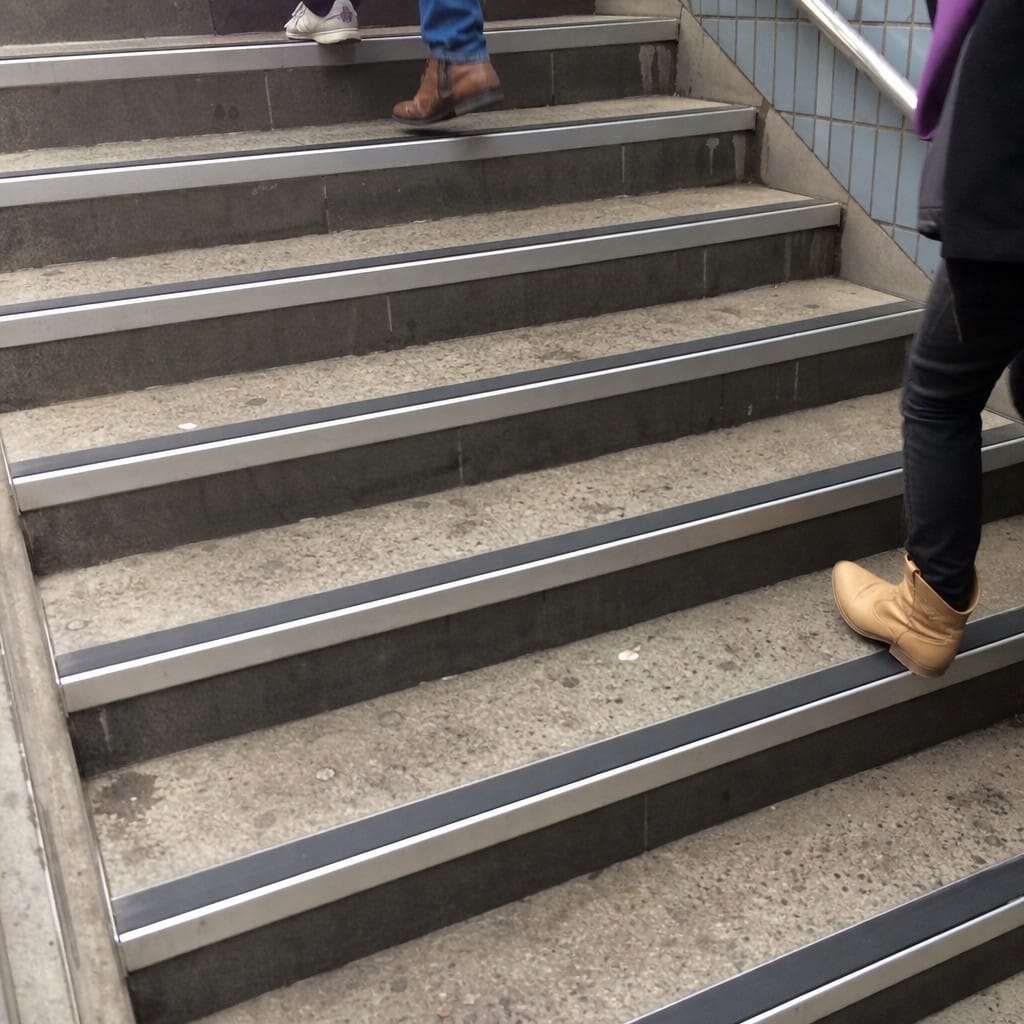 Customer photo review of Anti-Slip Aluminium Stair Nosing 45 x 20mm Tile-In – 11 Insert Colours