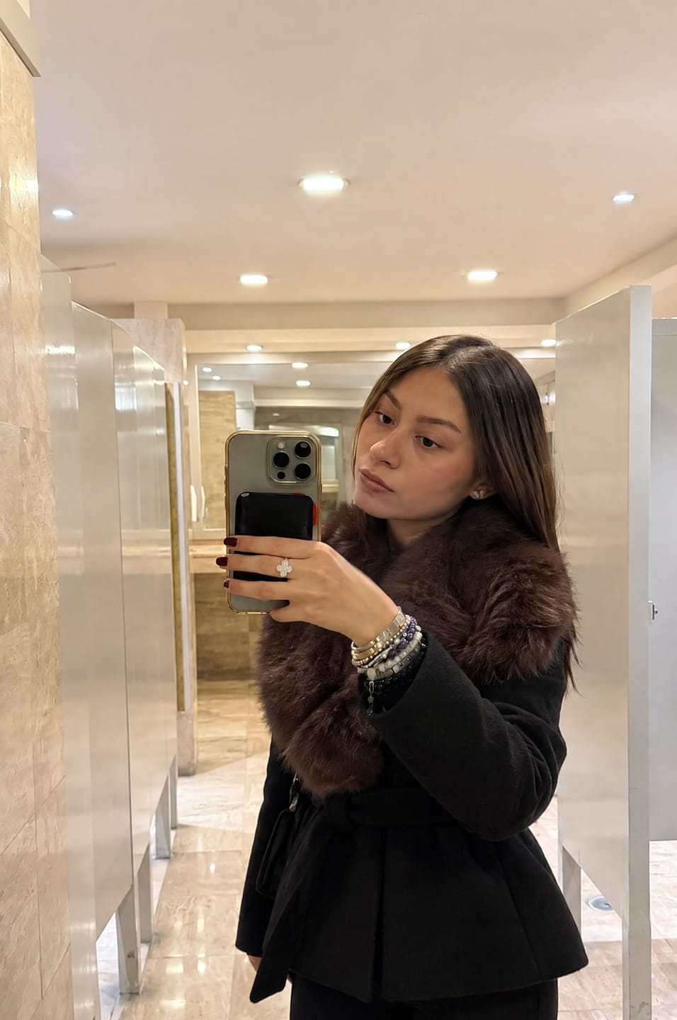 Customer photo review of Sable Faux Fur Collar Coat