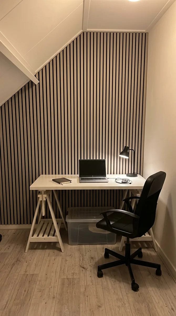 Customer photo review of Panneaux Acoustiques Gris Cuir – 240x60 – 11 mm – Lot de 4