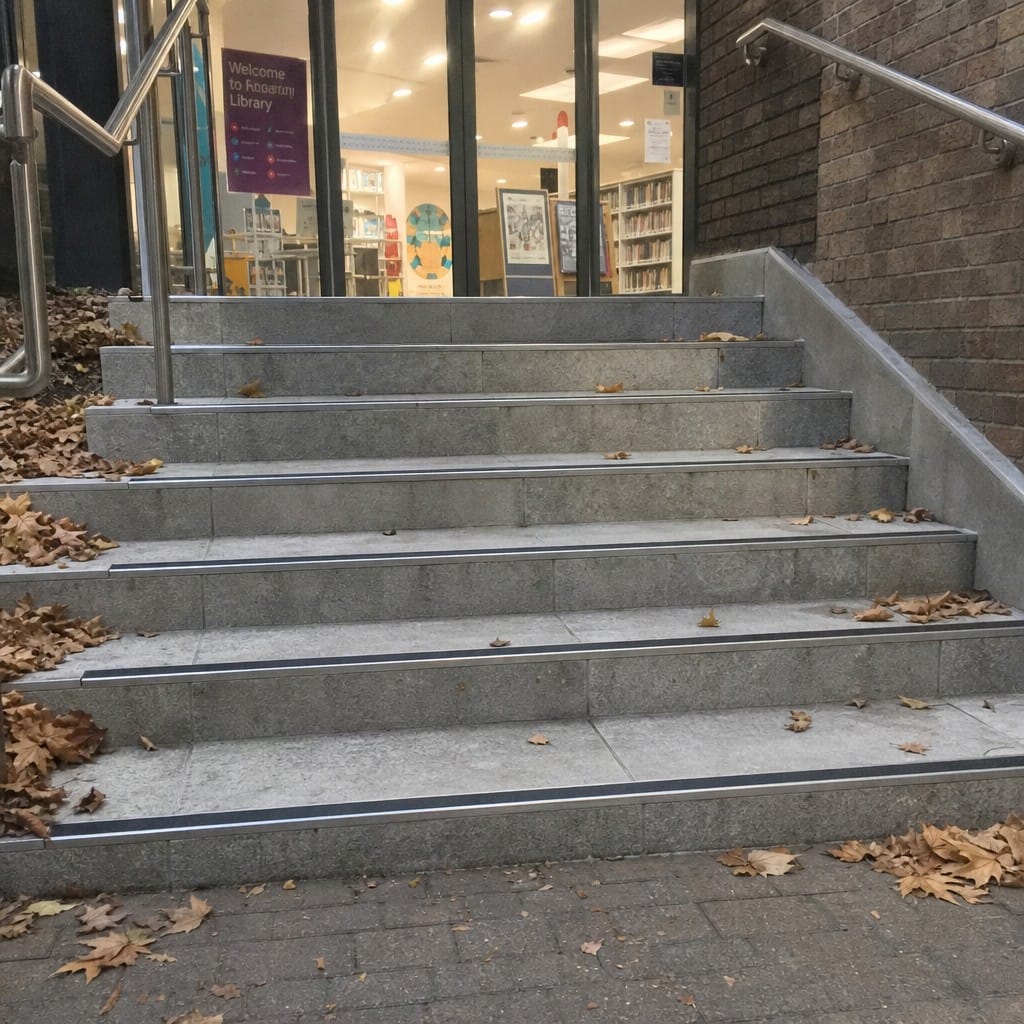 Customer photo review of Brushed Stainless Steel Anti-Slip Stair Nosing R10 R11 | Tiled & Stone Stairs | 30mm & 55mm