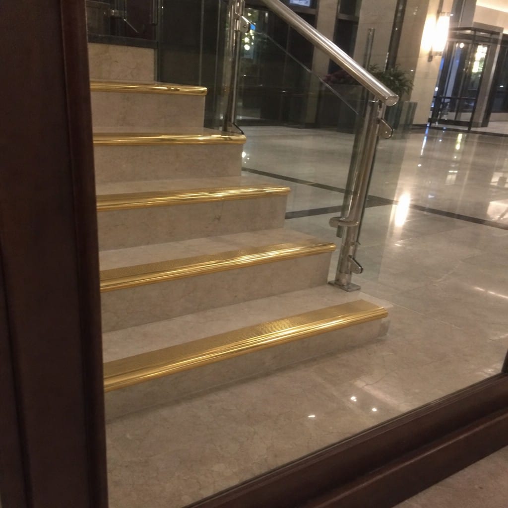 Customer photo review of Solid Brass Bullnose Stair Nosing 89mm Ribbed Tread, Cut to Size 700-2700mm