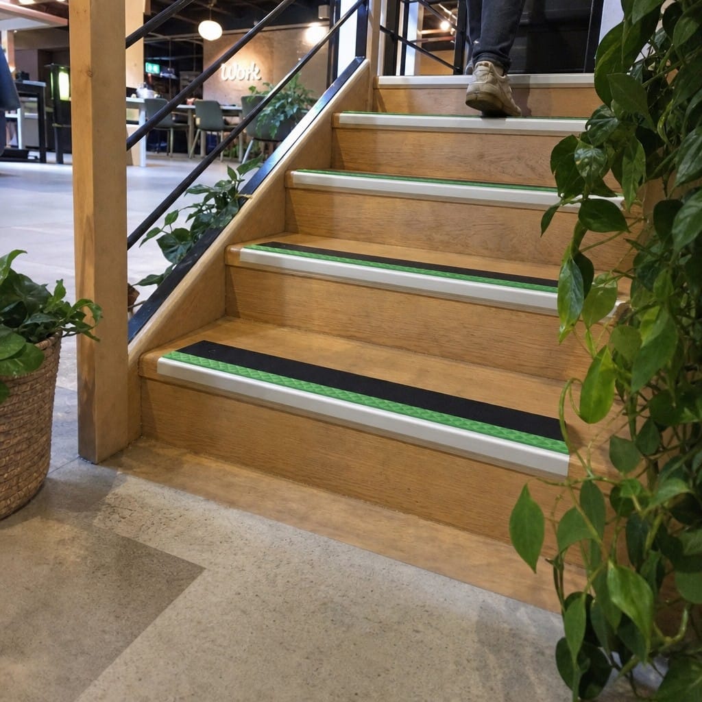Customer photo review of Aluminium Stair Nosing 66x32mm Ramped Anti Slip Glow Edge