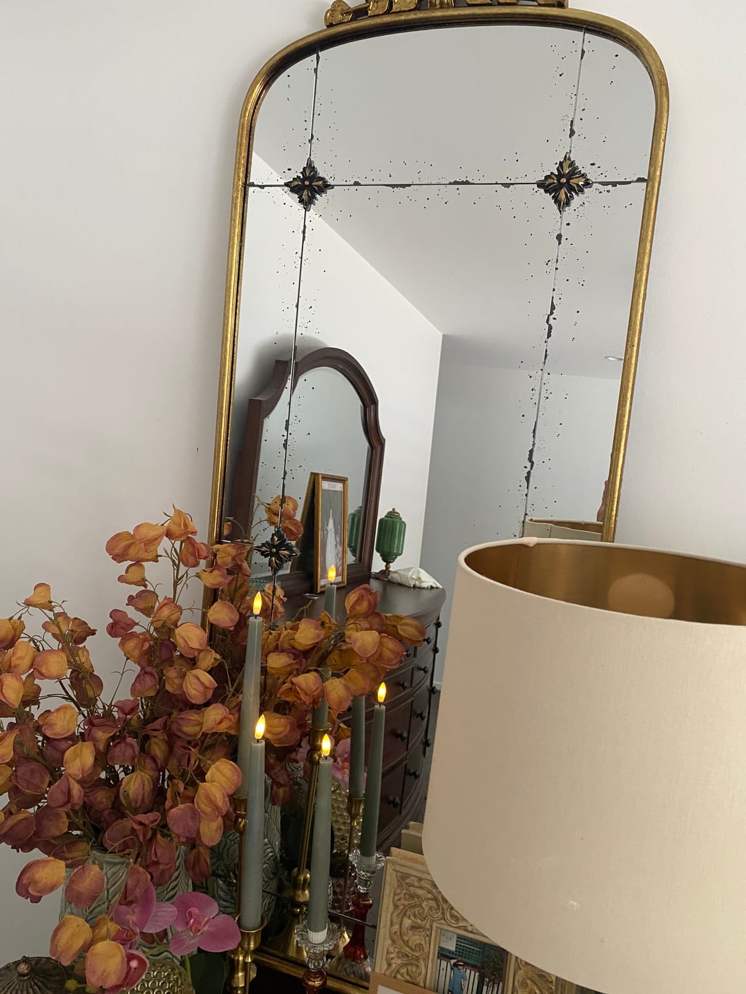 Customer photo review of Thea French Provincial Arched Mirror, Aged Gold with Antiqued Panelled Glass 125cm
