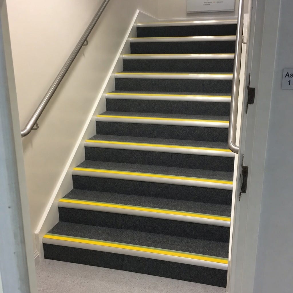 Customer photo review of Aluminium Stair Nosing 70x40mm Bullnose with Photoluminescent Strip