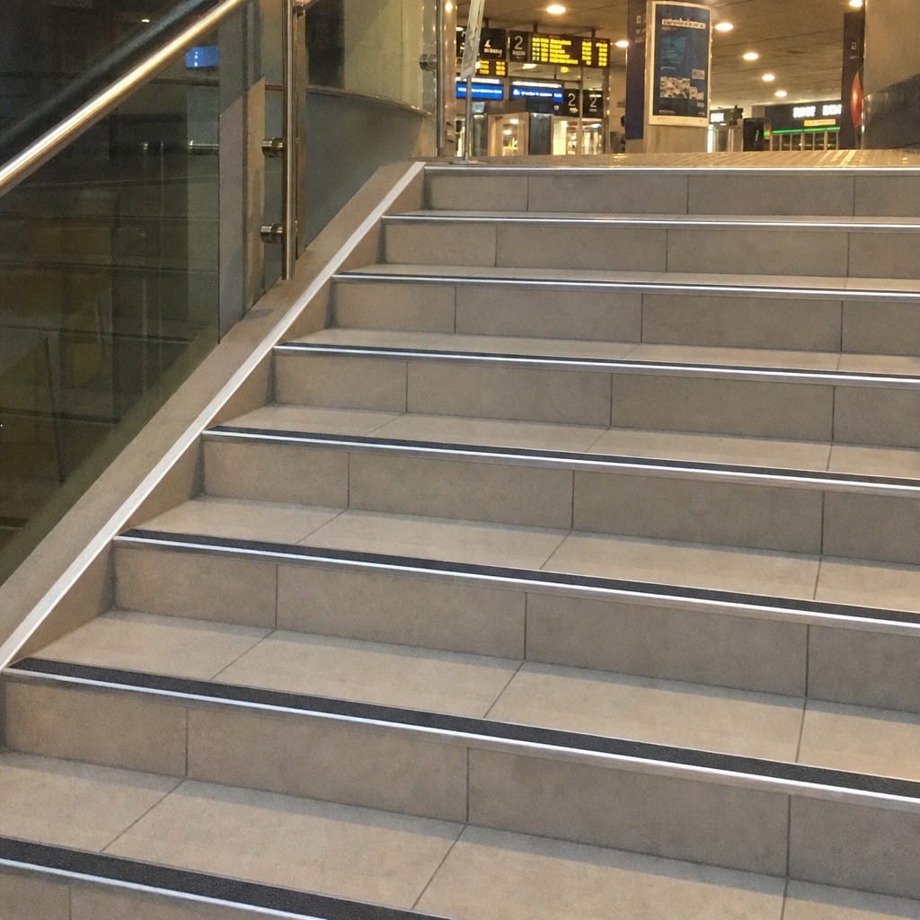 Customer photo review of Brushed Stainless Steel Anti-Slip Stair Nosing R10 R11 | Tiled & Stone Stairs | 30mm & 55mm