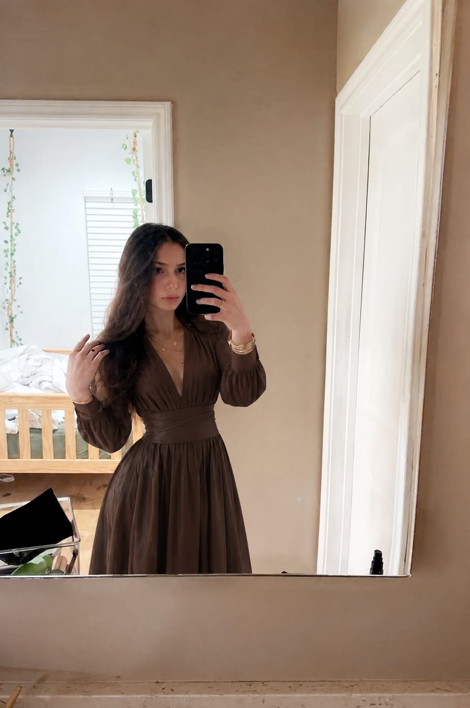 Customer photo review of Adaline French Pleated Maxi Dress