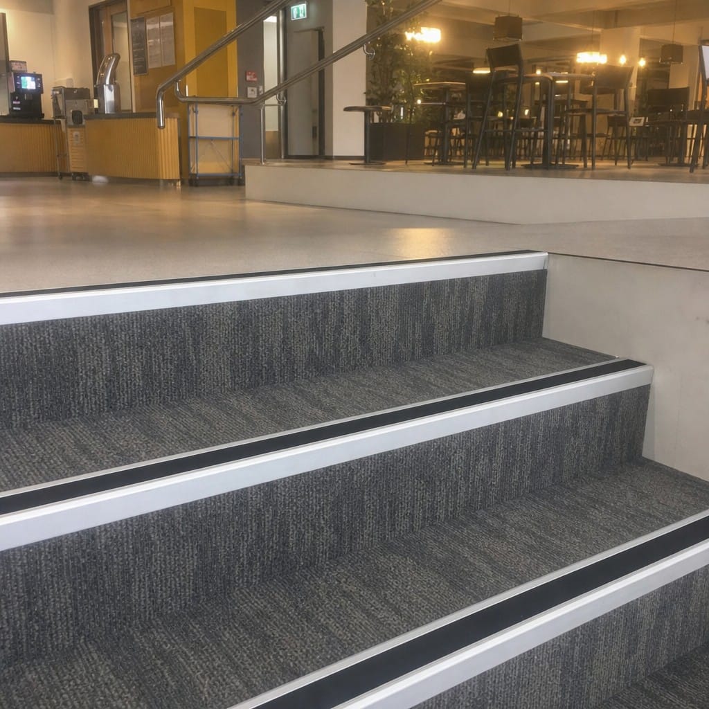 Customer photo review of Aluminium Stair Nosing 62x33mm Anti Slip Square Edge, Heavy Duty 2.77m