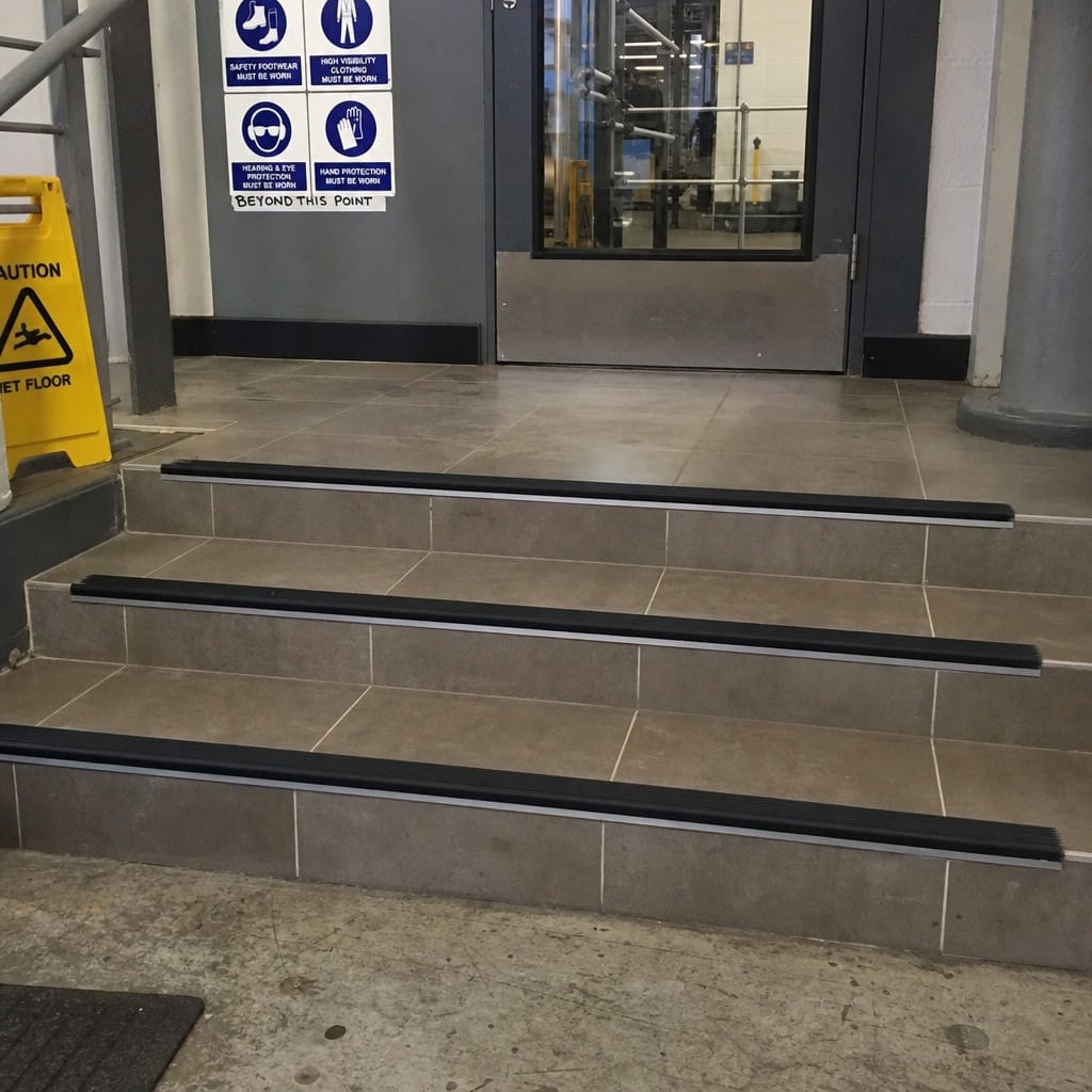 Customer photo review of Aluminium Tile-In Stair Nosing R9 | 52mm Wide Tread | Replaceable Insert | 5 Colours