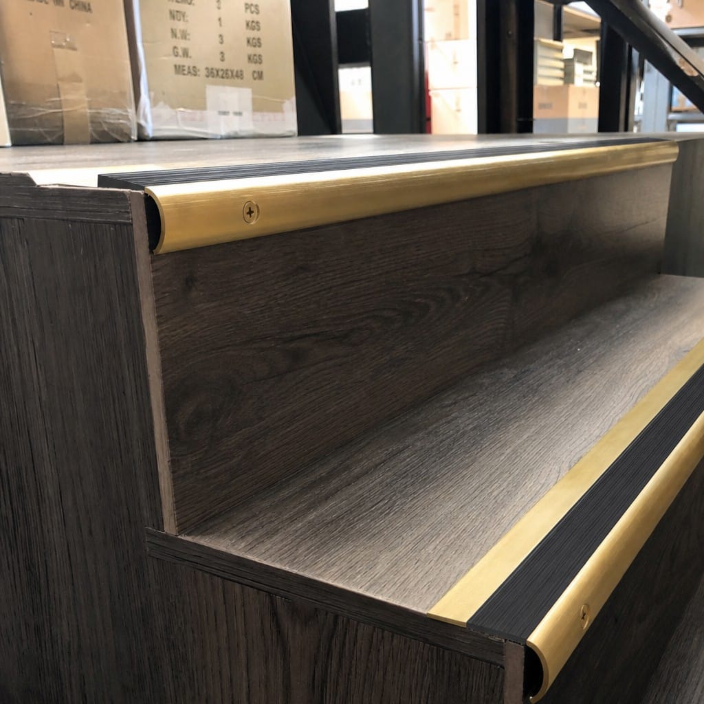 Customer photo review of Solid Brass Stair Nosing 63.5mm Bullnose, Anti-Slip Insert, Cut to Size