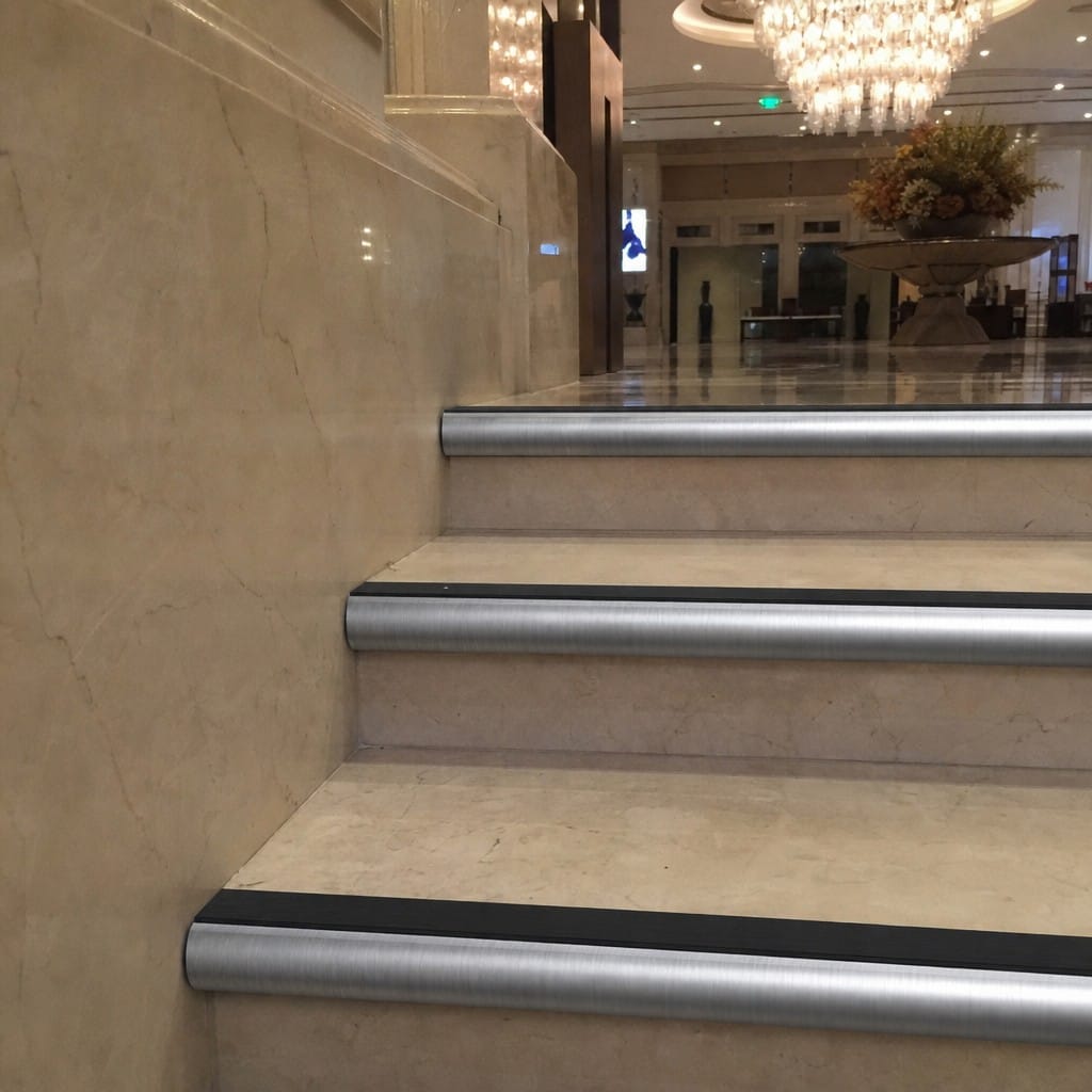 Customer photo review of Bullnose Aluminium Stair Nosing 2.75m Single Insert 39mm