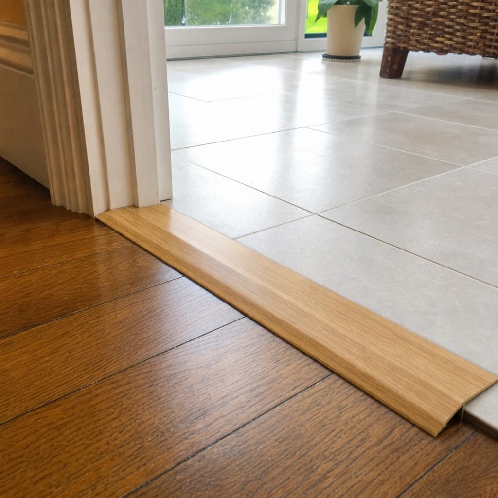 Customer photo review of Wood Effect Door Threshold Ramp 31mm Self Adhesive Aluminium