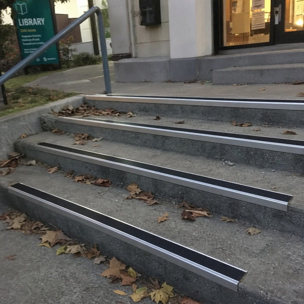 Customer photo review of Screw Fit Aluminium Anti-Slip Stair Nosing 63mm x 32mm for Indoor & Outdoor Use