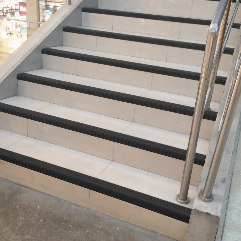 Customer photo review of Anti-Slip Stair Nosing Edge Trim – 50 x 25mm Self-Adhesive L-Shape PVC Stair Edge Protector for Indoor & Outdoor Steps