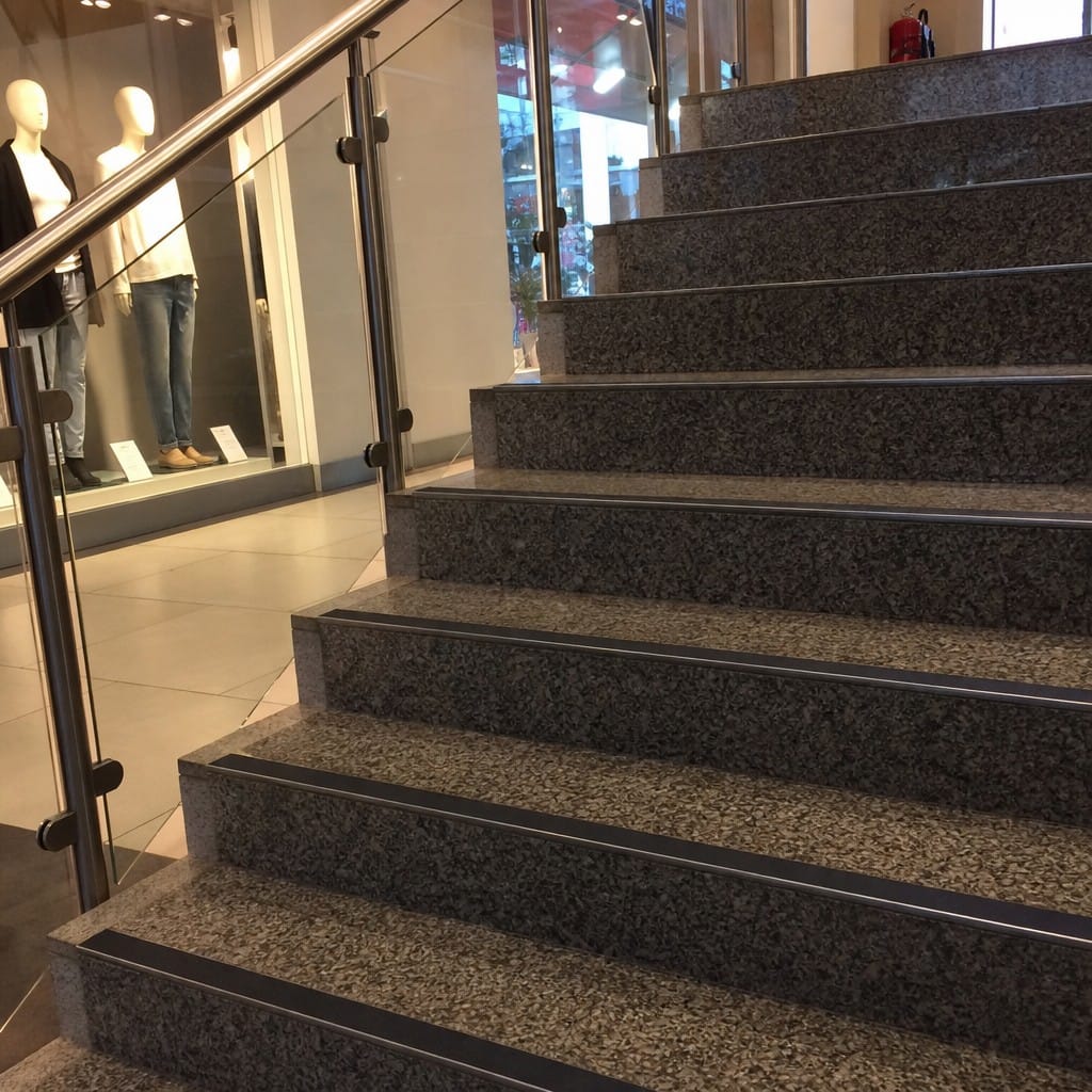 Customer photo review of Brushed Stainless Steel Anti-Slip Stair Nosing R10 R11 | Tiled & Stone Stairs | 30mm & 55mm
