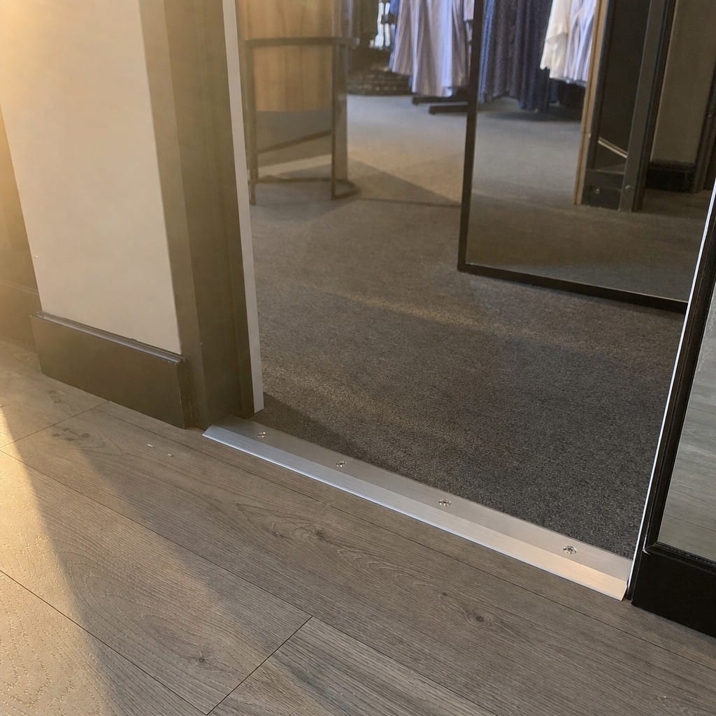 Customer photo review of Aluminium Ramp Threshold Strip 38mm Screw Fit, 3mm & 6mm Floors