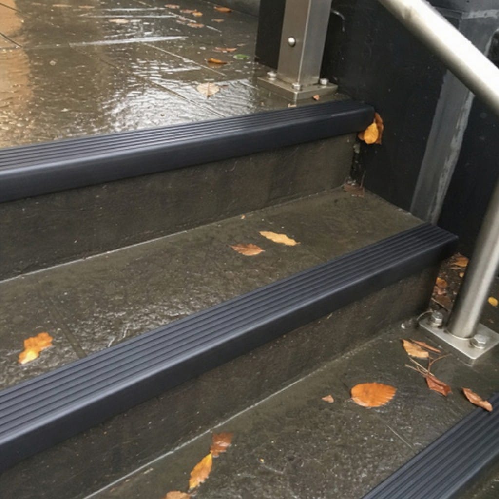 Customer photo review of Anti Slip Stair Nosing 70x40mm Flexible PVC Strip, Black or Grey