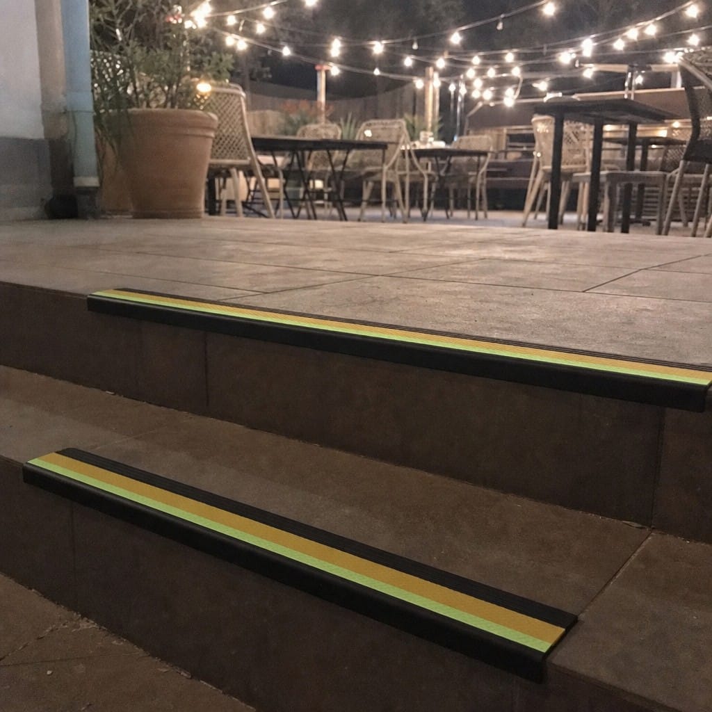 Customer photo review of PVC Stair Nosing 60x32mm Outdoor Grade Anti Slip Glow Edge, 4 Colours