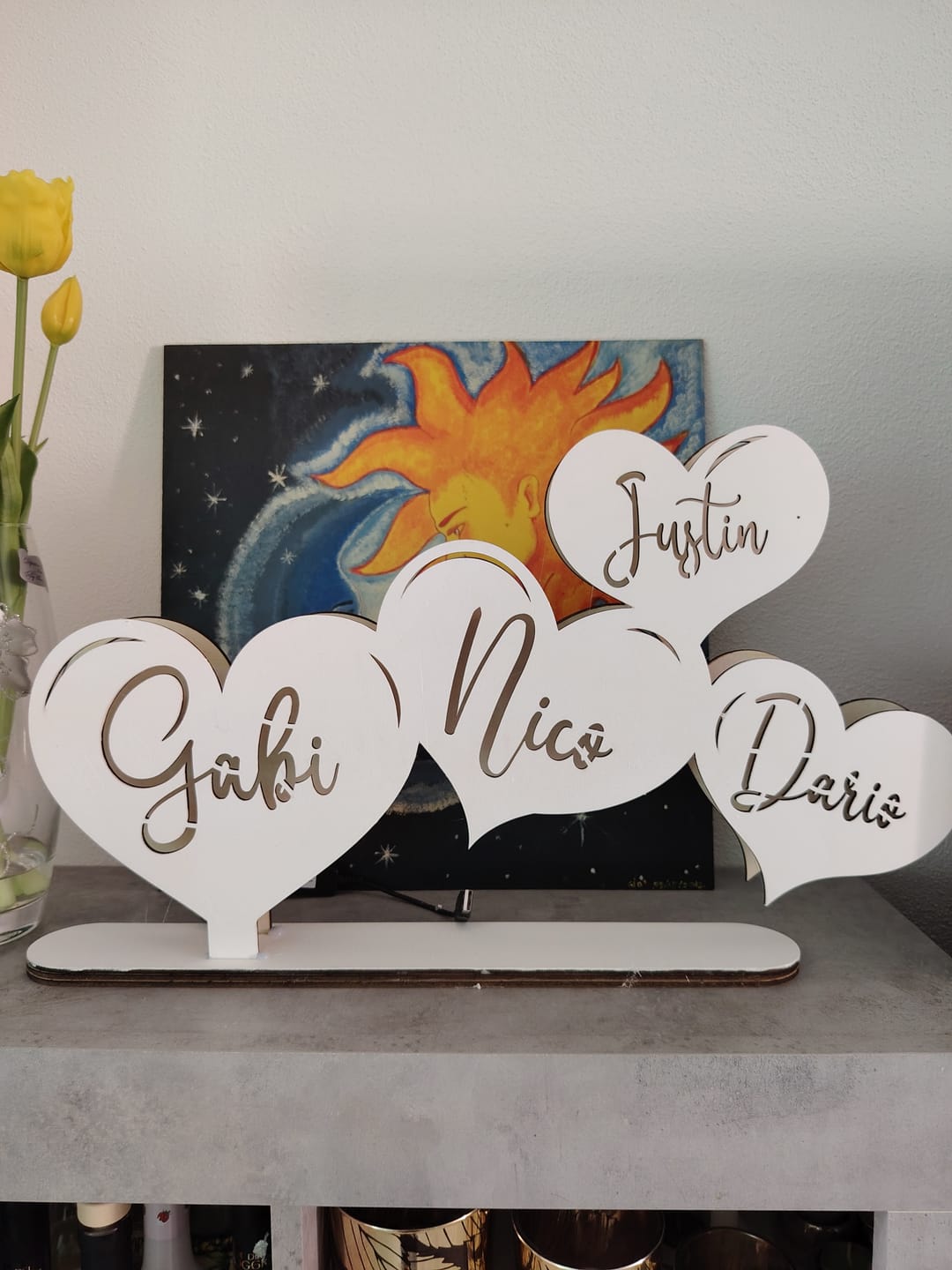 Customer photo review of Lampada Cuori Personalizzata Con Nomi Famiglia o Coppia
